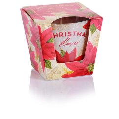 Bartek svíčka vosková ve skle 115g christmas flower - sparkle gold