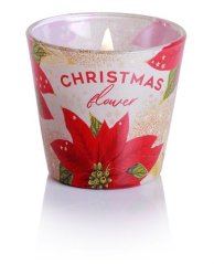 Bartek svíčka vosková ve skle 115g christmas flower - sparkle gold