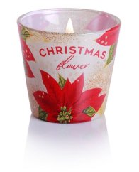Bartek svíčka vosková ve skle 115g christmas flower - sparkle gold
