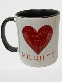 Fajnpocit keramický hrnek na kávu Miluji Tě černý (pro leváky)