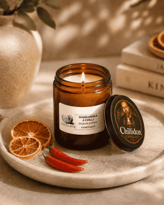 Mandarinka a chilli – sójová svíčka handmade 130 g