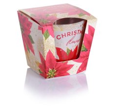 Bartek svíčka vosková ve skle 115g christmas flower - warm red
