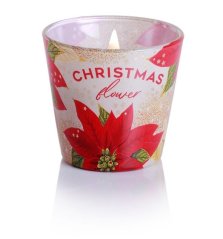 Bartek svíčka vosková ve skle 115g christmas flower - warm red