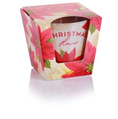 Bartek svíčka vosková ve skle 115g christmas flower - sparkle gold
